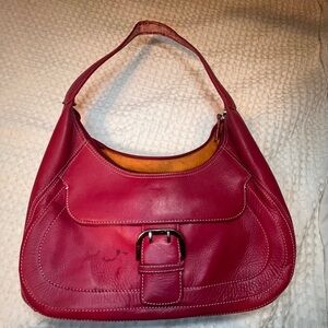Vintage Rolf’s Cherry Red Leather Shoulder Bag | Buckle Flap | Y2K Vibe